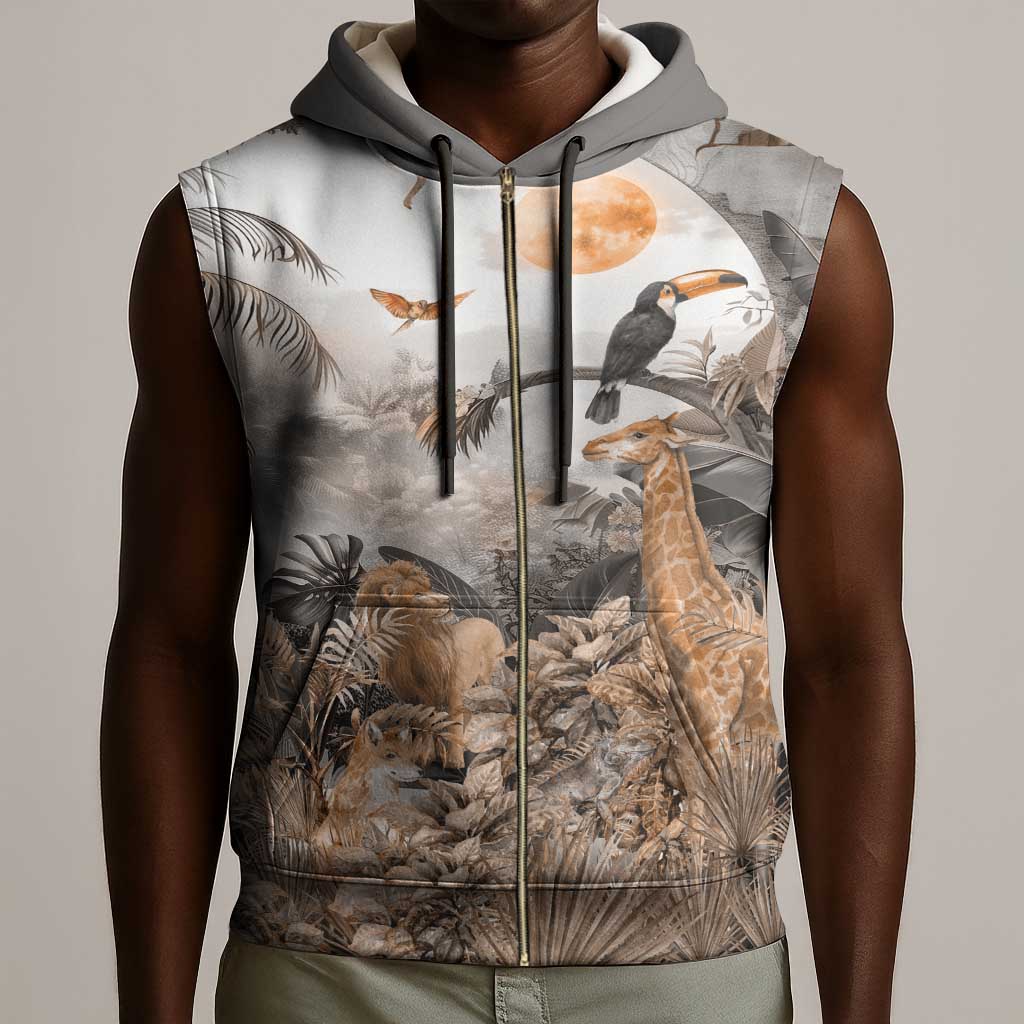 Afro Safari Animals Sleeveless Zip Hoodie - African Pride