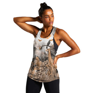 Afro Safari Animals Women Racerback Tank