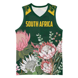 Personalized South Africa With Afro King Protea Basketball Jersey Kente Patterns - African Pride