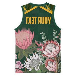 Personalized South Africa With Afro King Protea Basketball Jersey Kente Patterns - African Pride
