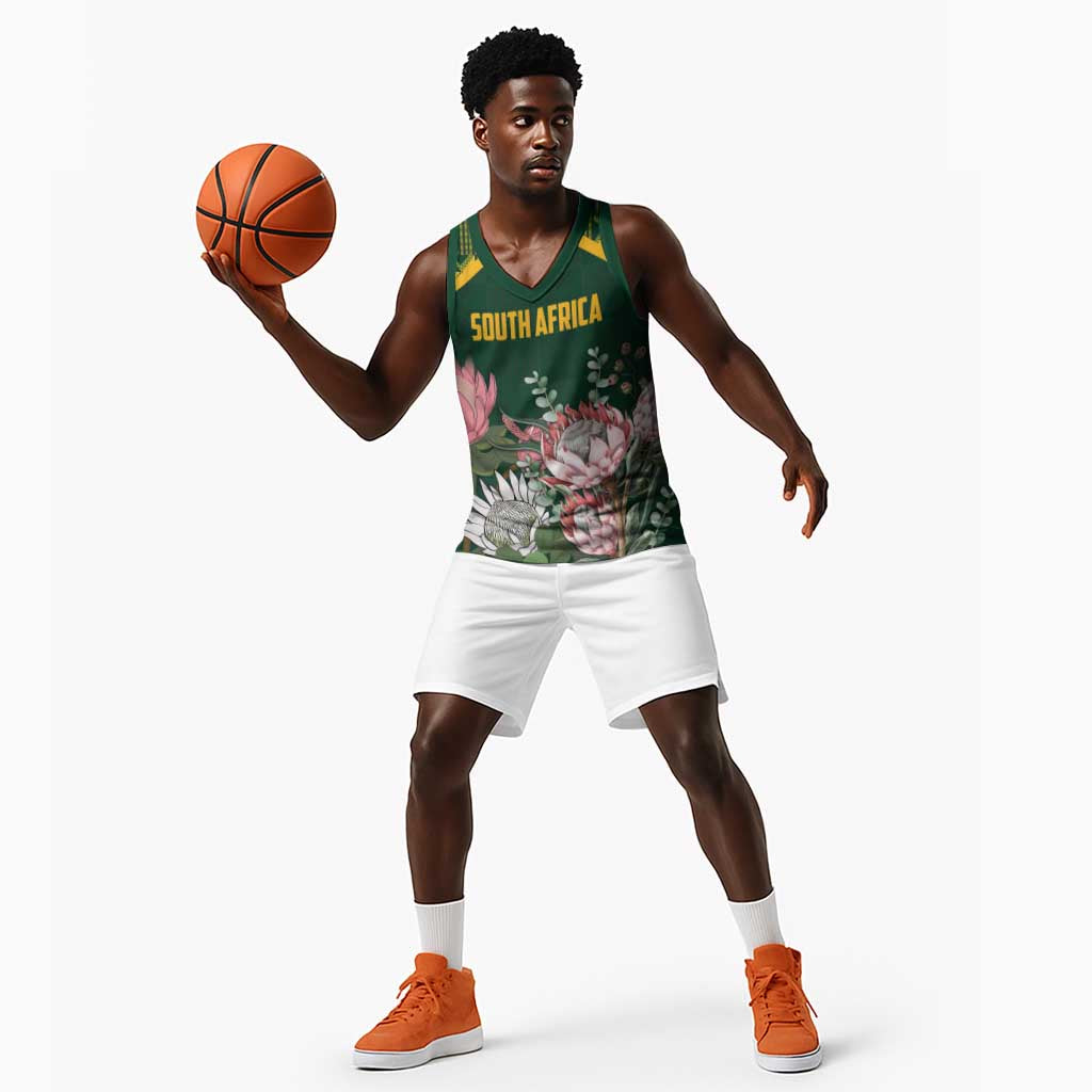 Personalized South Africa With Afro King Protea Basketball Jersey Kente Patterns - African Pride
