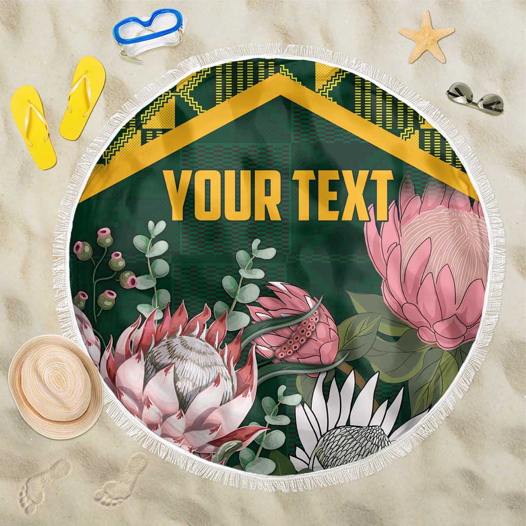 Personalized South Africa With Afro King Protea Beach Blanket Kente Patterns