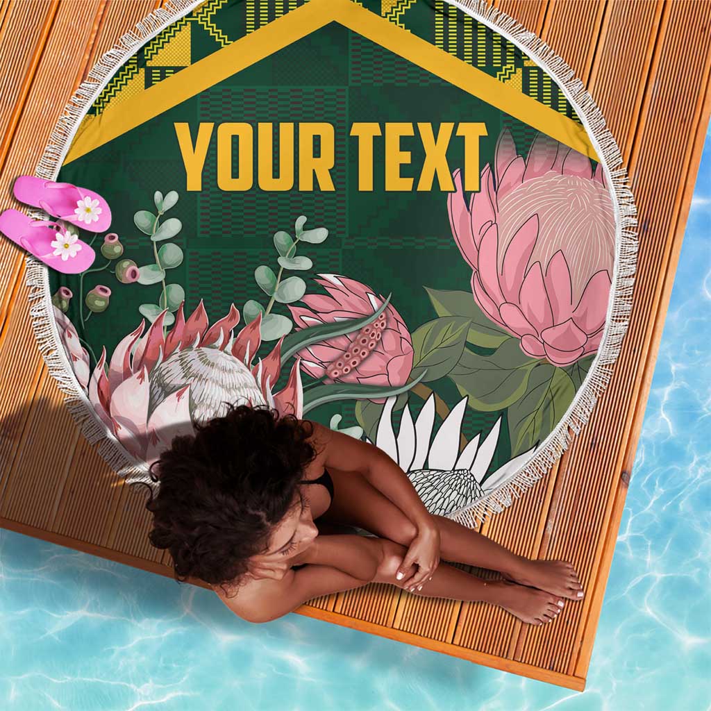 Personalized South Africa With Afro King Protea Beach Blanket Kente Patterns