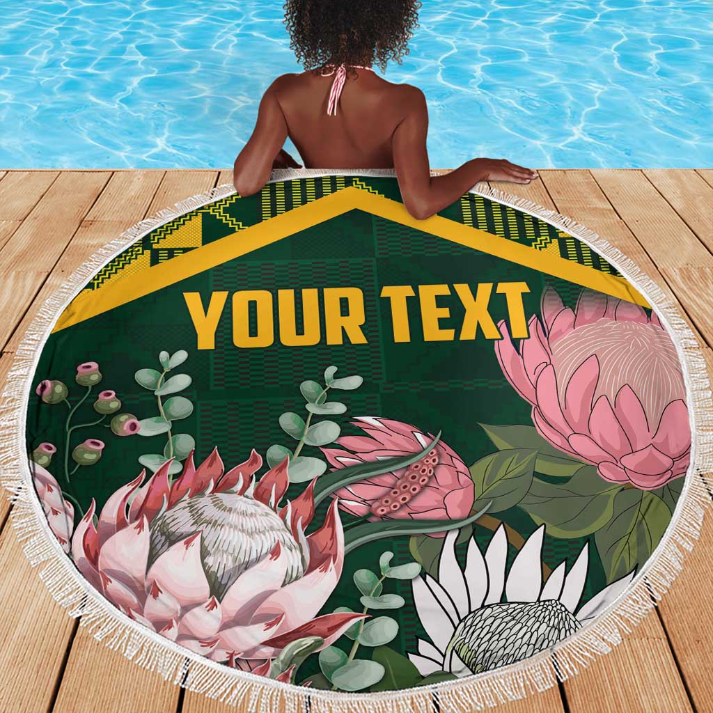 Personalized South Africa With Afro King Protea Beach Blanket Kente Patterns