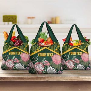 Personalized South Africa With Afro King Protea Grocery Bag Kente Patterns