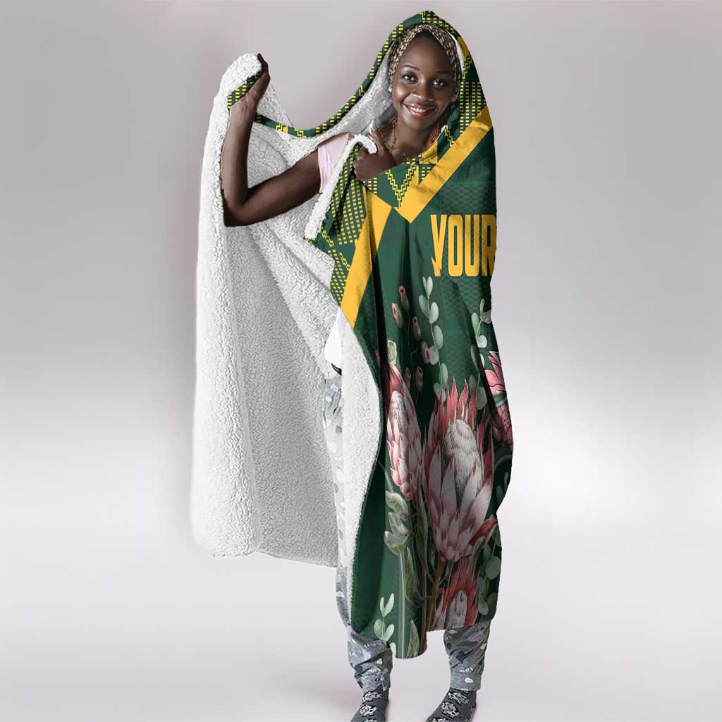 Personalized South Africa With Afro King Protea Hooded Blanket Kente Patterns