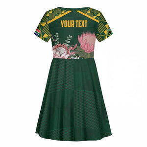 Personalized South Africa With Afro King Protea Kid Short Sleeve Dress Kente Patterns