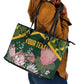 Personalized South Africa With Afro King Protea Leather Tote Bag Kente Patterns