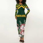 Personalized South Africa With Afro King Protea Long Sleeve Bodycon Dress Kente Patterns LT18