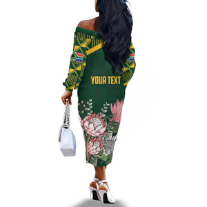 Personalized South Africa With Afro King Protea Off The Shoulder Long Sleeve Dress Kente Patterns