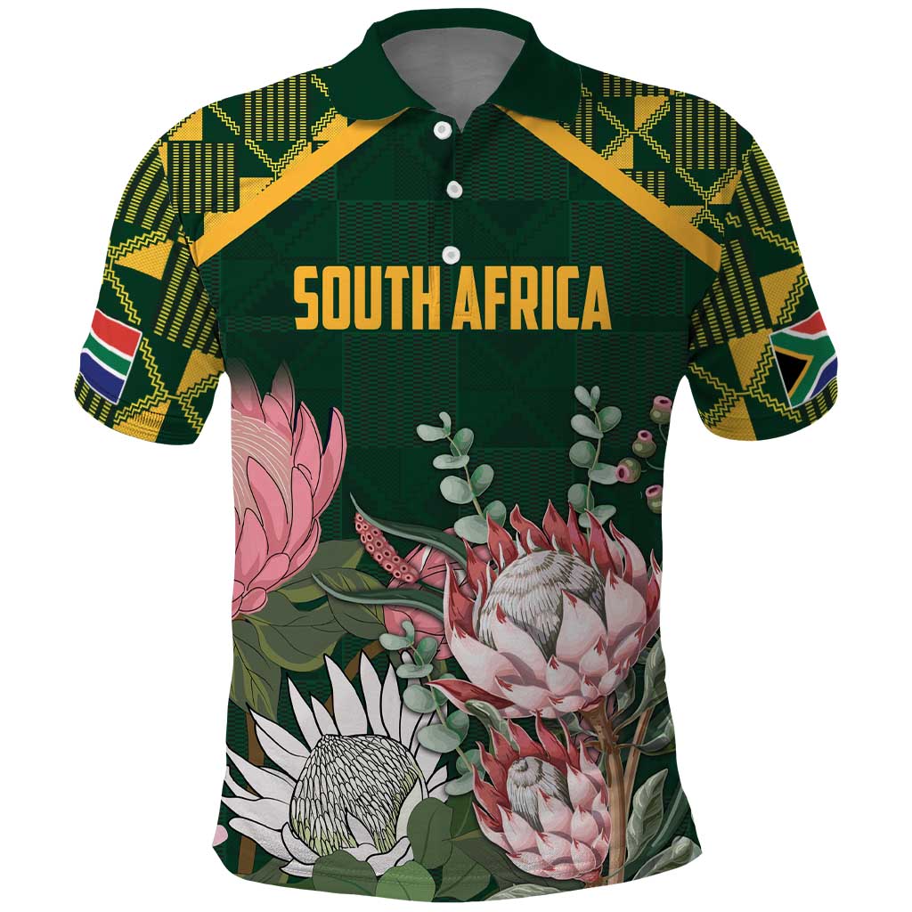 Personalized South Africa With Afro King Protea Polo Shirt Kente Patterns