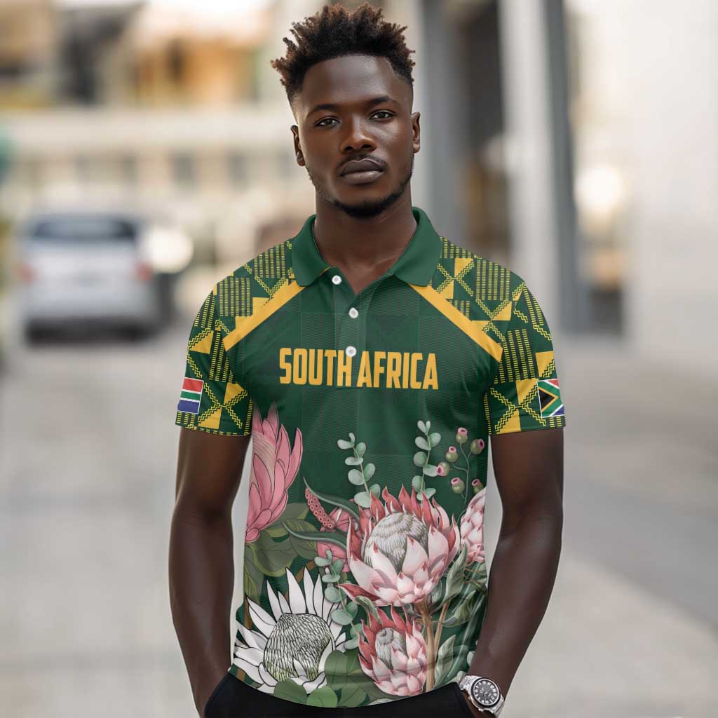 Personalized South Africa With Afro King Protea Polo Shirt Kente Patterns