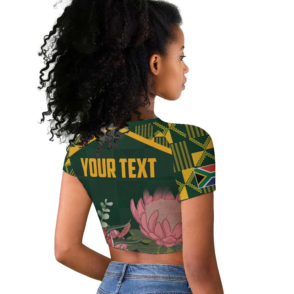 Personalized South Africa With Afro King Protea Raglan Cropped T shirt Kente Patterns