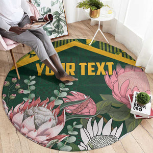 Personalized South Africa With Afro King Protea Round Carpet Kente Patterns