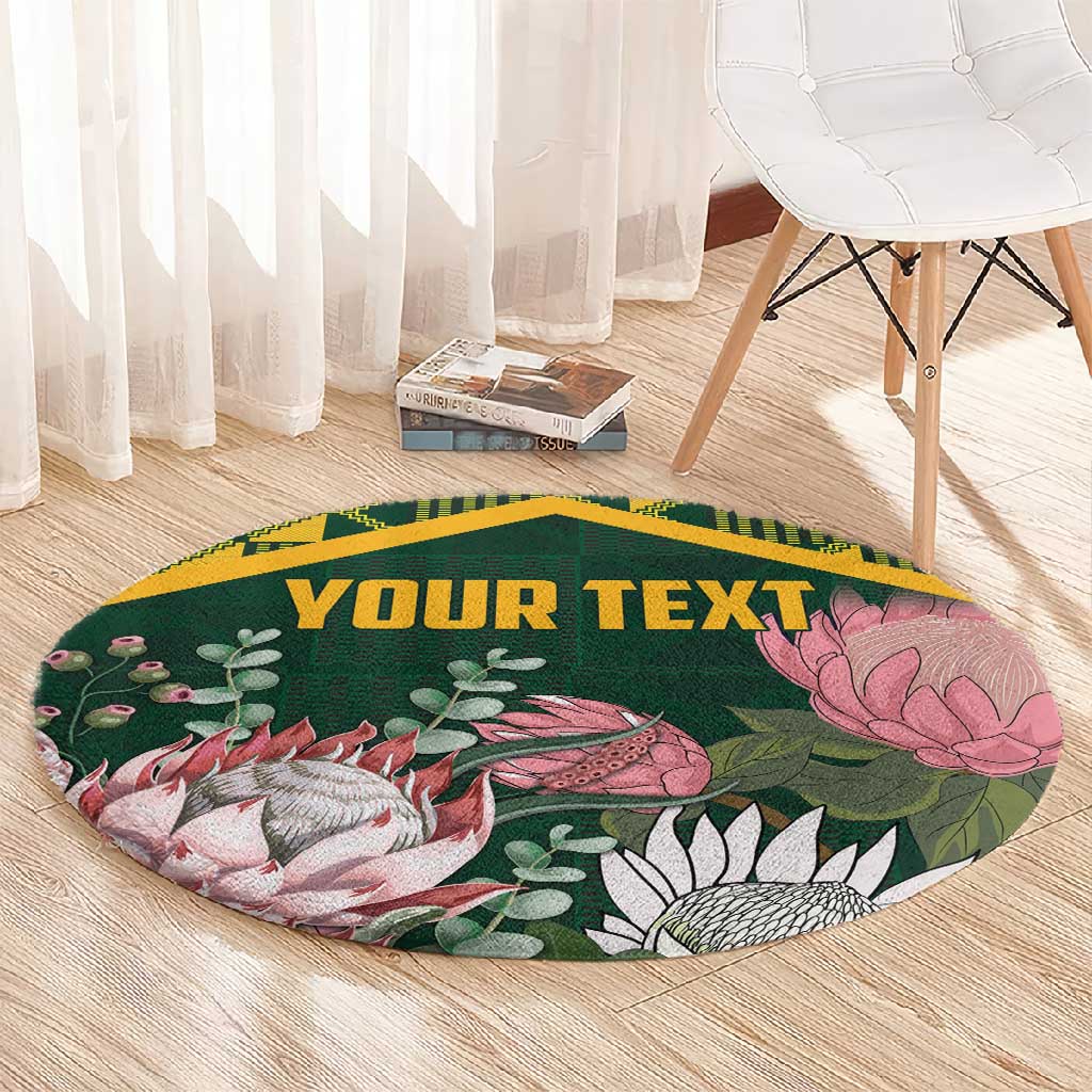 Personalized South Africa With Afro King Protea Round Carpet Kente Patterns