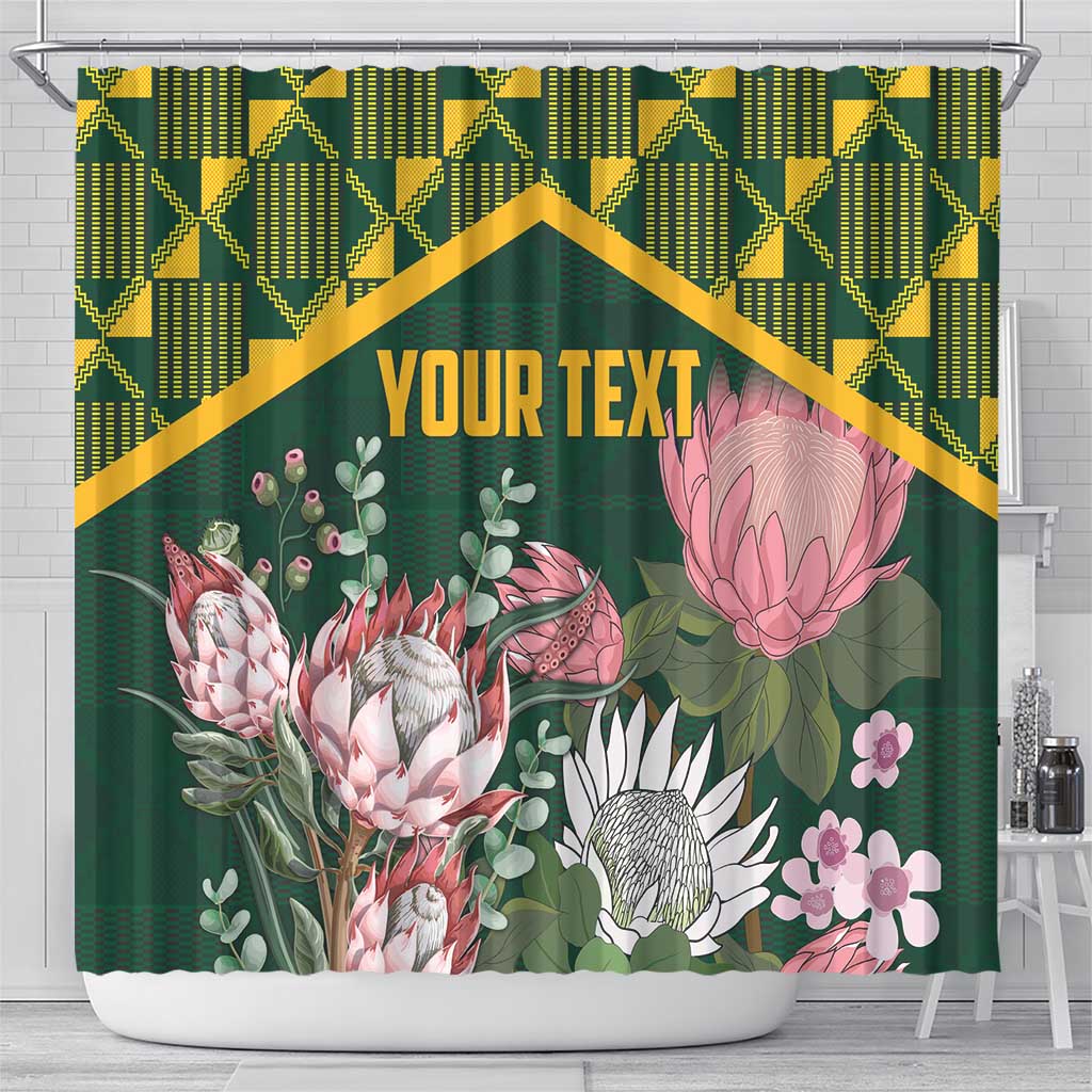 Personalized South Africa With Afro King Protea Shower Curtain Kente Patterns