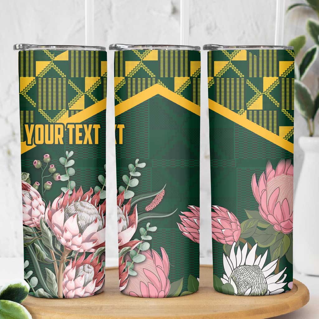 Personalized South Africa With Afro King Protea Skinny Tumbler Kente Patterns