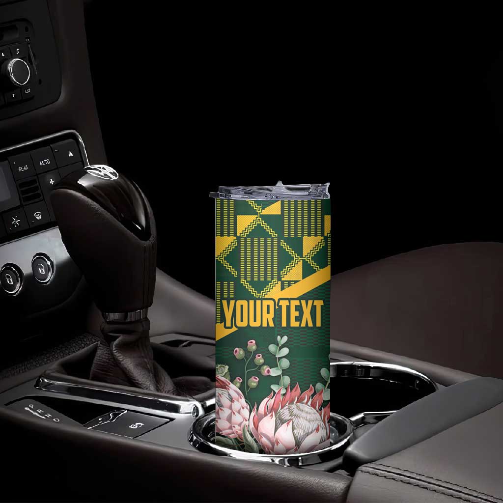 Personalized South Africa With Afro King Protea Skinny Tumbler Kente Patterns
