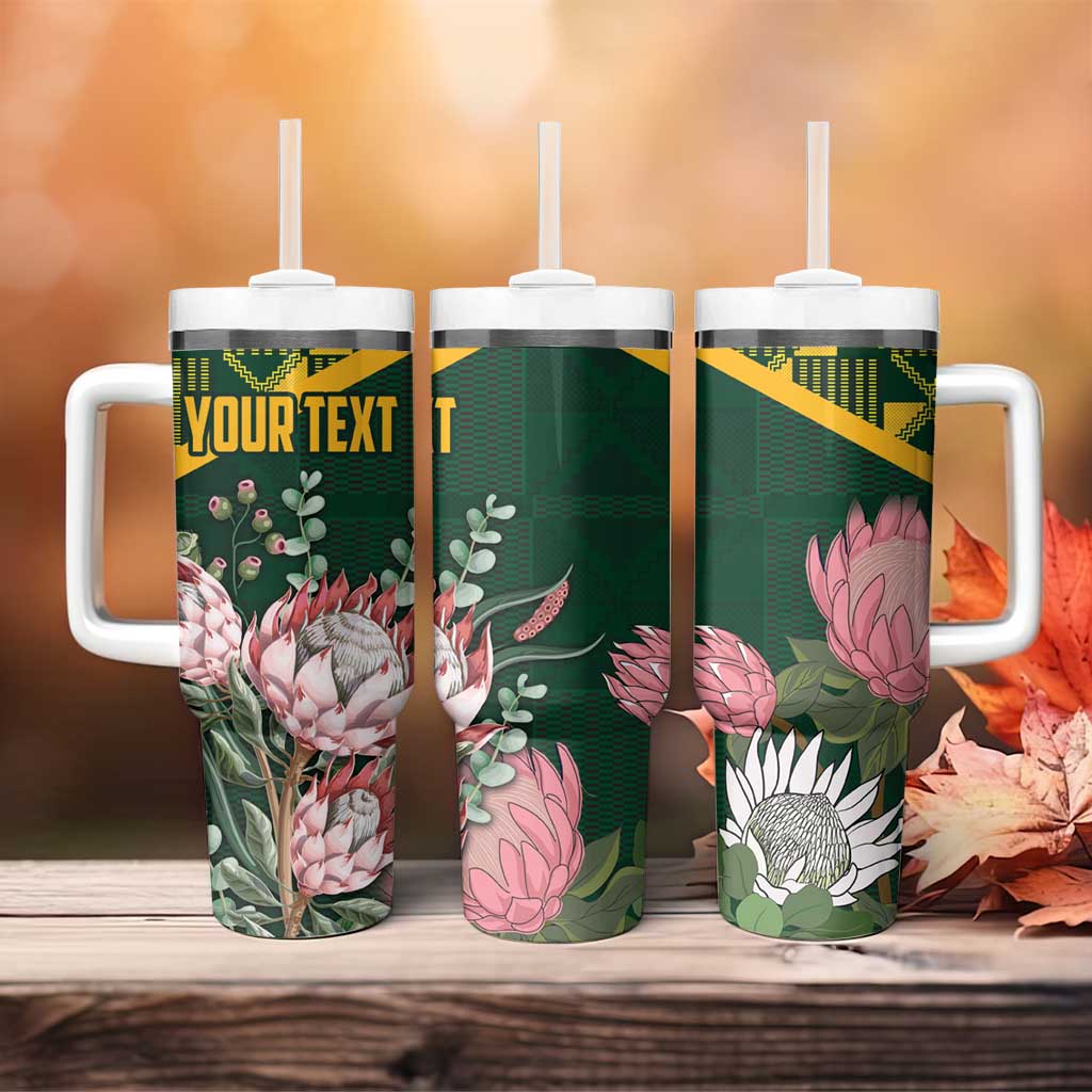 Personalized South Africa With Afro King Protea Tumbler With Handle Kente Patterns
