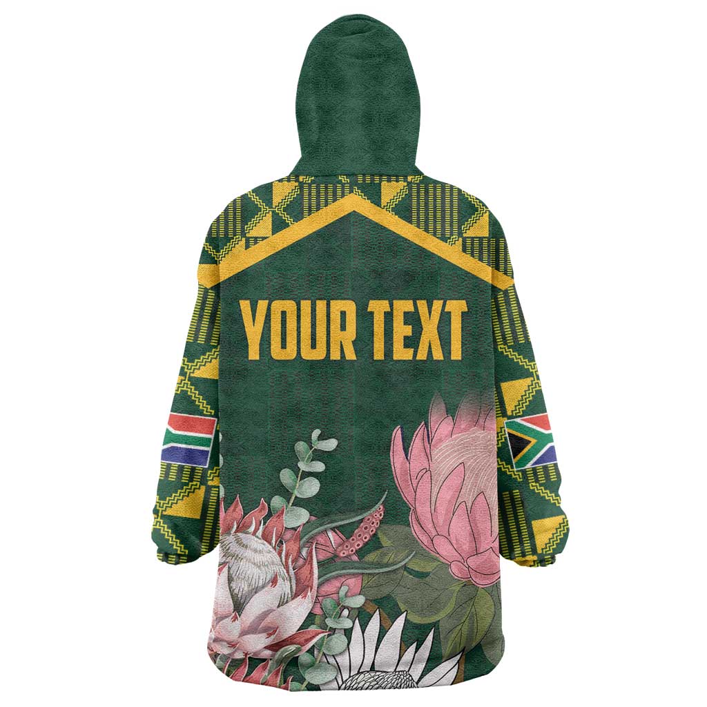 Personalized South Africa With Afro King Protea Wearable Blanket Hoodie Kente Patterns