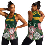 Personalized South Africa With Afro King Protea Women Racerback Tank Kente Patterns