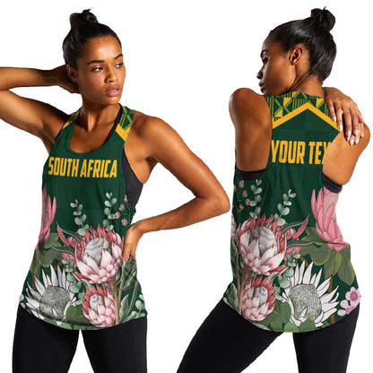 Personalized South Africa With Afro King Protea Women Racerback Tank Kente Patterns