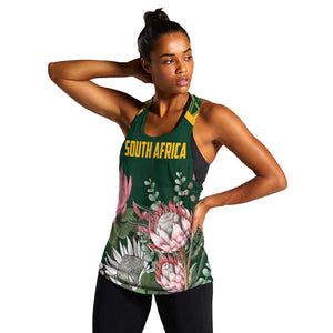 Personalized South Africa With Afro King Protea Women Racerback Tank Kente Patterns