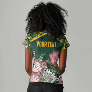 Personalized South Africa With Afro King Protea Women V-Neck T-Shirt Kente Patterns