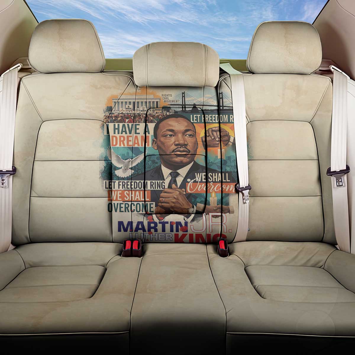 Martin Luther King MLK Back Car Seat Cover I Have a Dream Vintage Art - African Pride