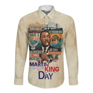Martin Luther King MLK Long Sleeve Button Shirt I Have a Dream Vintage Art - African Pride