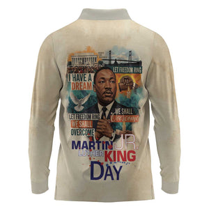 Martin Luther King MLK Long Sleeve Polo Shirt I Have a Dream Vintage Art - African Pride