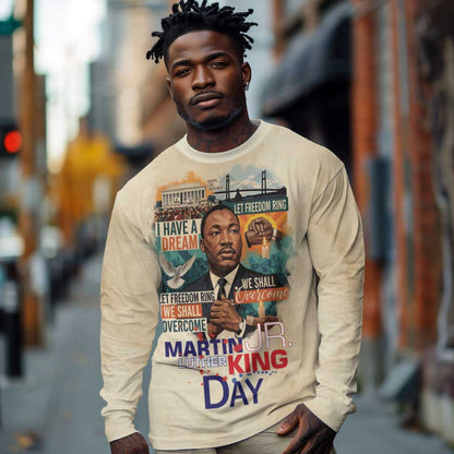 Martin Luther King MLK Long Sleeve Shirt I Have a Dream Vintage Art - African Pride