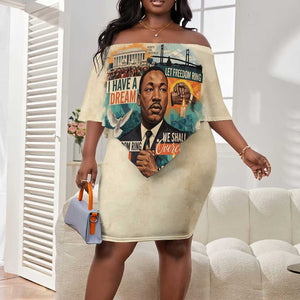 Martin Luther King MLK Off Shoulder Short Dress I Have a Dream Vintage Art - African Pride