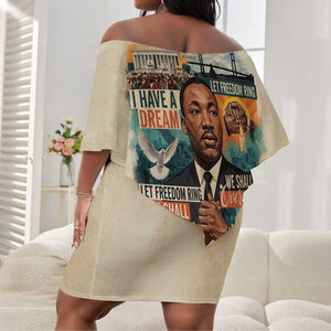 Martin Luther King MLK Off Shoulder Short Dress I Have a Dream Vintage Art - African Pride