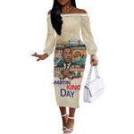 Martin Luther King MLK Off The Shoulder Long Sleeve Dress I Have a Dream Vintage Art - African Pride