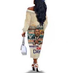 Martin Luther King MLK Off The Shoulder Long Sleeve Dress I Have a Dream Vintage Art - African Pride