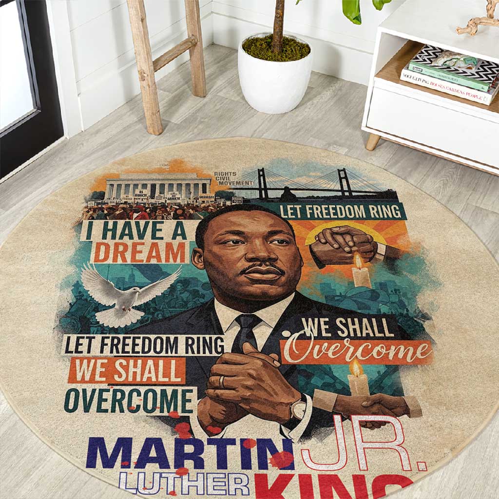 Martin Luther King MLK Round Carpet I Have a Dream Vintage Art - African Pride