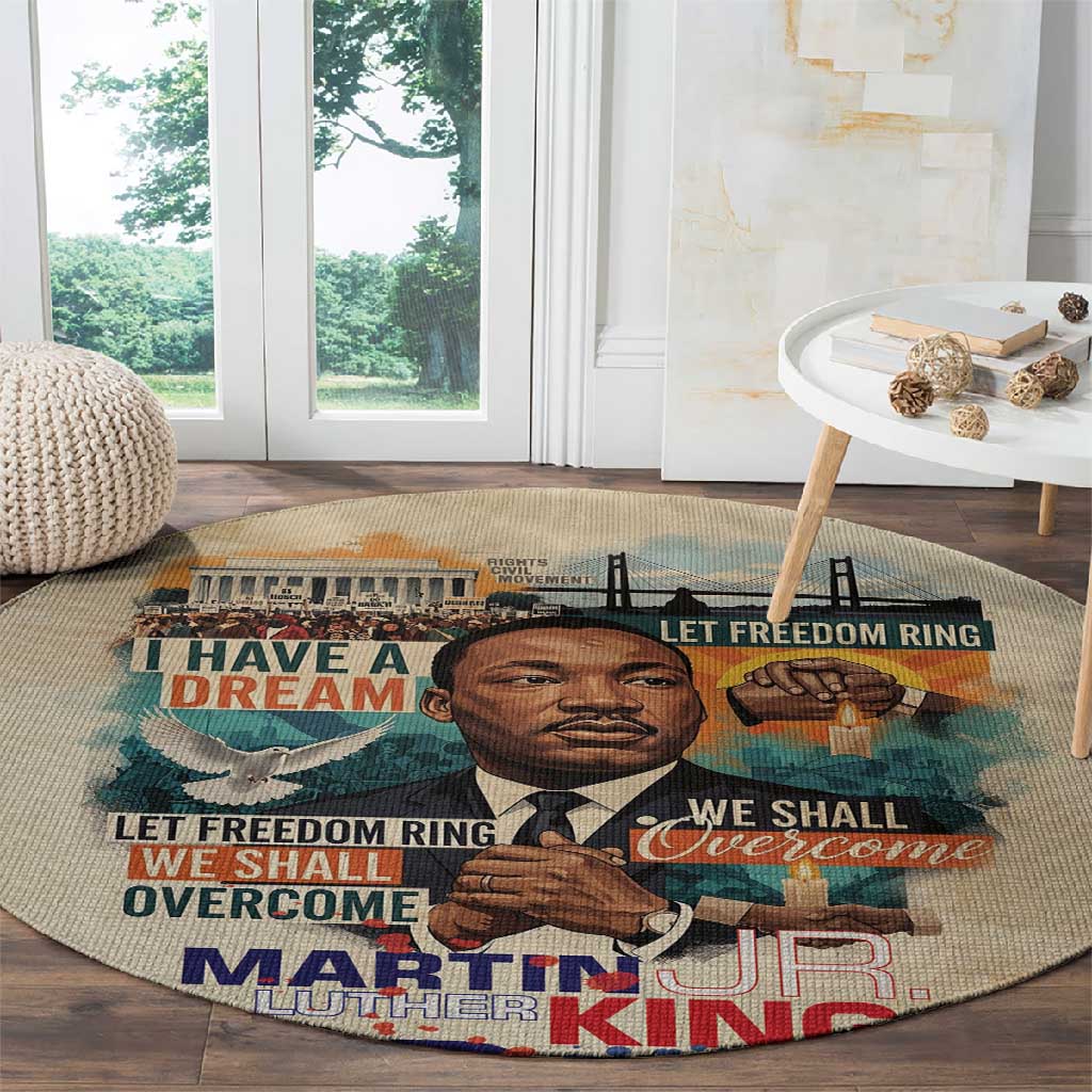 Martin Luther King MLK Round Carpet I Have a Dream Vintage Art - African Pride