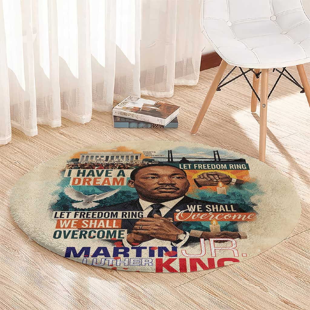 Martin Luther King MLK Round Carpet I Have a Dream Vintage Art - African Pride