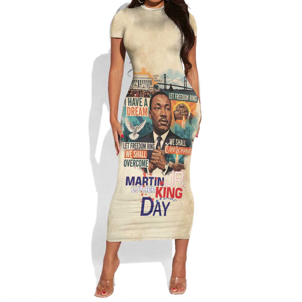 Martin Luther King MLK Short Sleeve Bodycon Dress I Have a Dream Vintage Art - African Pride