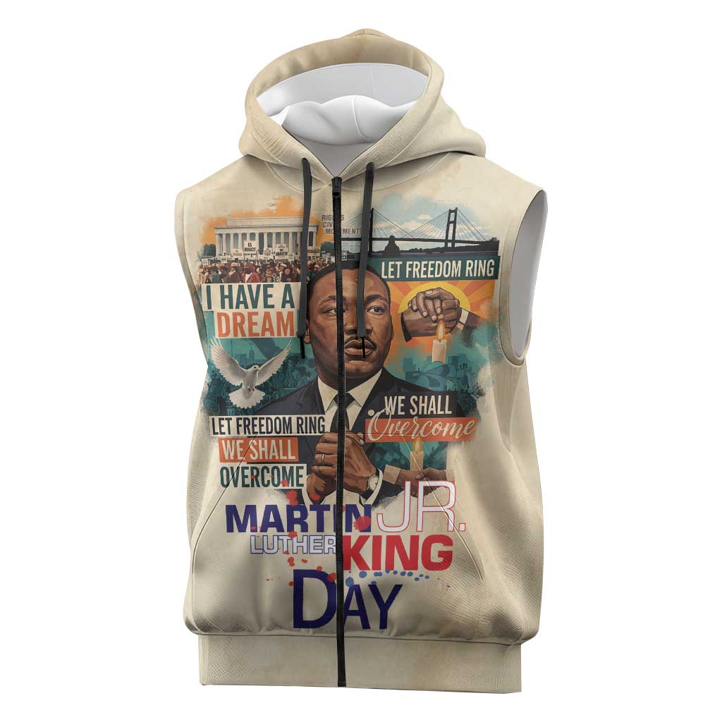 Martin Luther King MLK Sleeveless Zip Hoodie I Have a Dream Vintage Art - African Pride