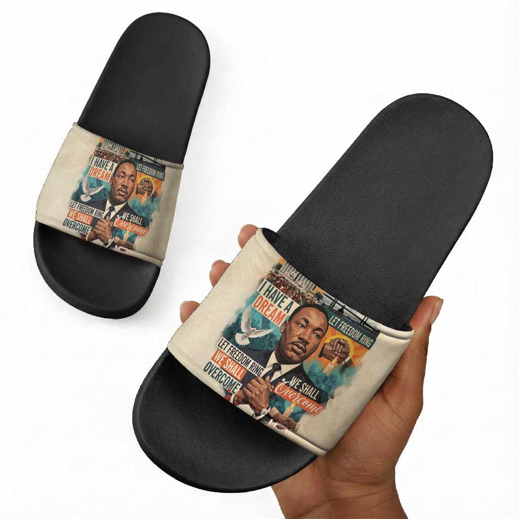Martin Luther King MLK Slide Sandals I Have a Dream Vintage Art - African Pride