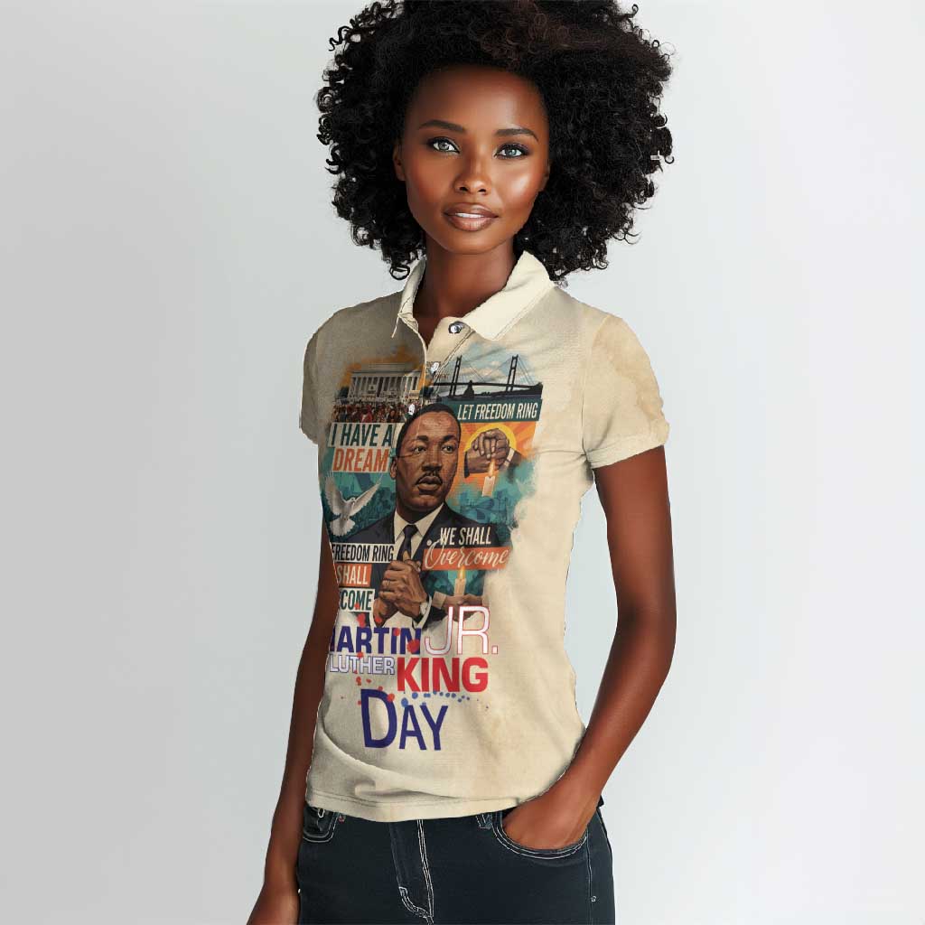 Martin Luther King MLK Women Polo Shirt I Have a Dream Vintage Art - African Pride