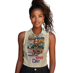 Martin Luther King MLK Women Sleeveless Polo Shirt I Have a Dream Vintage Art - African Pride