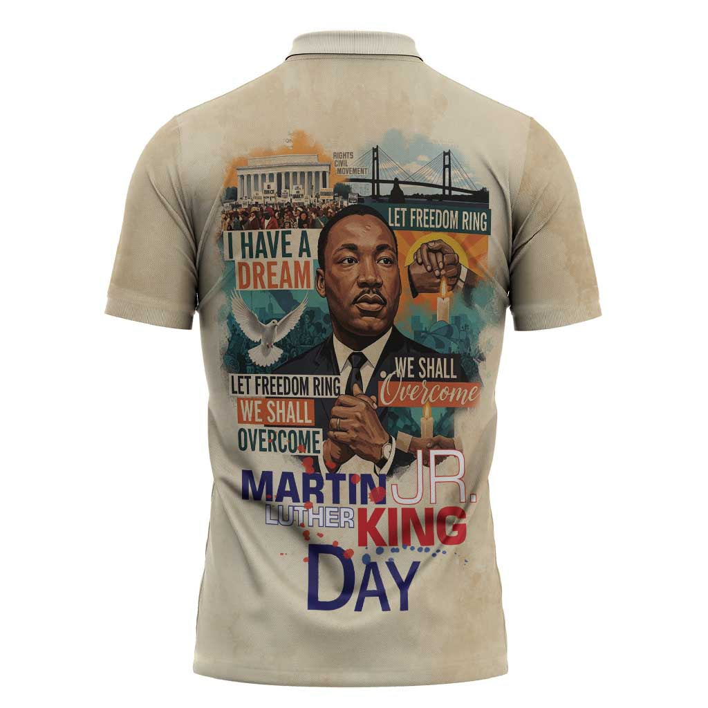 Martin Luther King MLK Zipper Polo Shirt I Have a Dream Vintage Art - African Pride