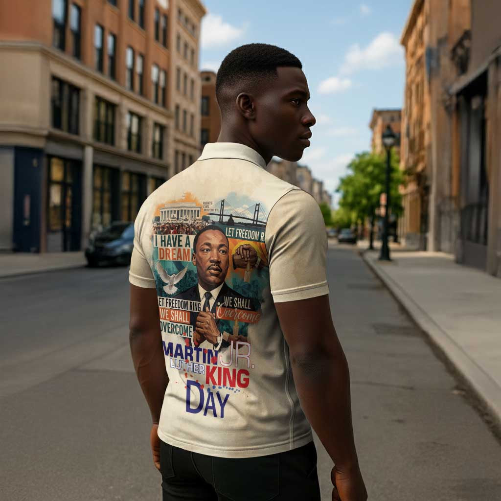 Martin Luther King MLK Zipper Polo Shirt I Have a Dream Vintage Art - African Pride