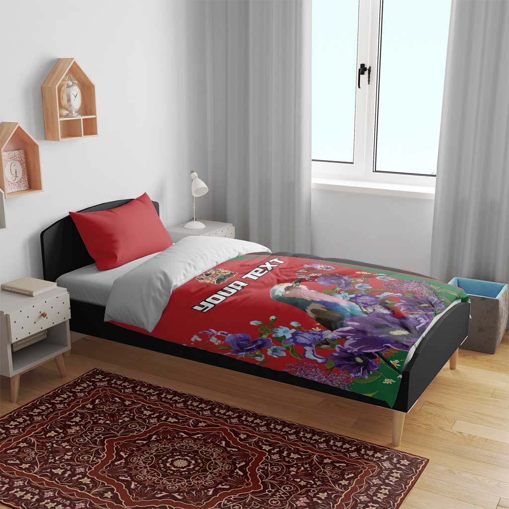 Personalized Afro Kenya Lilac Breasted Roller Bedding Set With Violet Flowers