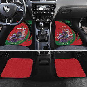 Personalized Afro Kenya Lilac Breasted Roller Car Mats With Violet Flowers