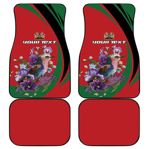 Personalized Afro Kenya Lilac Breasted Roller Car Mats With Violet Flowers