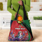 Personalized Afro Kenya Lilac Breasted Roller Grocery Bag With Violet Flowers